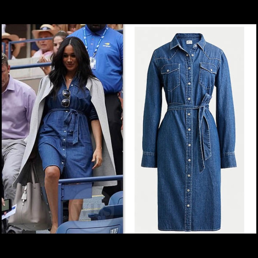 J Crew Denim shirtdress with tie belt